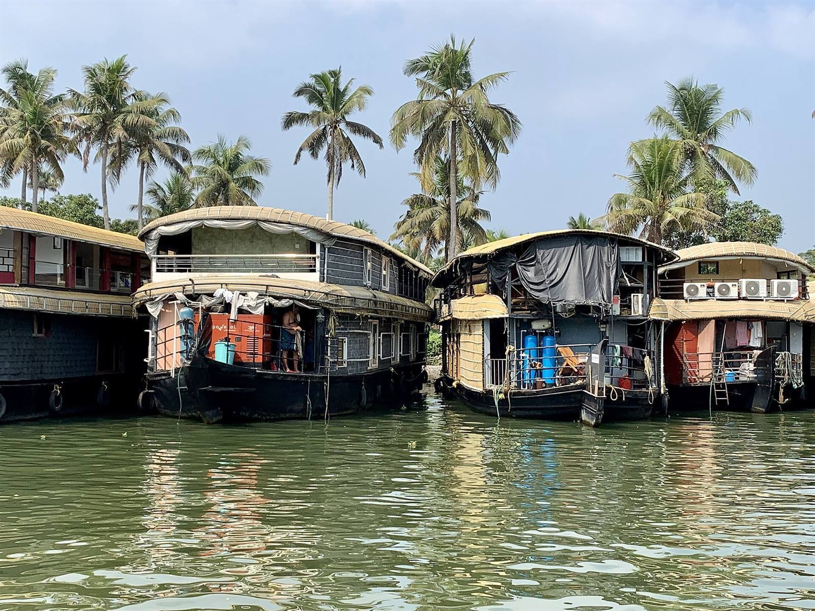 A houseboat moored on the Kerala backwaters at Alleppey
